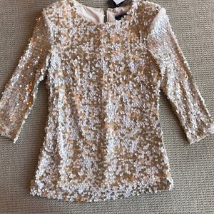 French Connection Sequin Beige/Gold Top 2